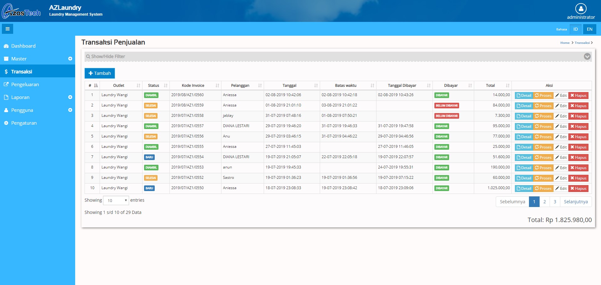 Aplikasi Laundry / Software Laundry AZLaundry